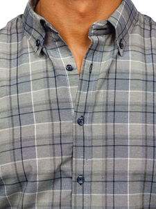 Homme Chemise à carreaux à manche longue Vert Bolf 22748