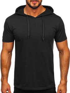 Tee-shirt sans imprimé à capuche pour homme noir Bolf 8T89