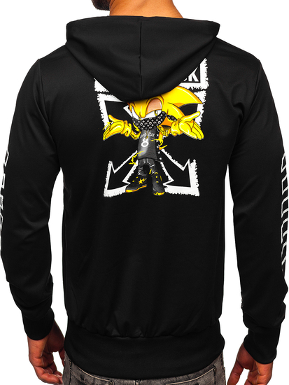 Sweat-shirt imprimé à capuche pour homme noir Bolf HM611