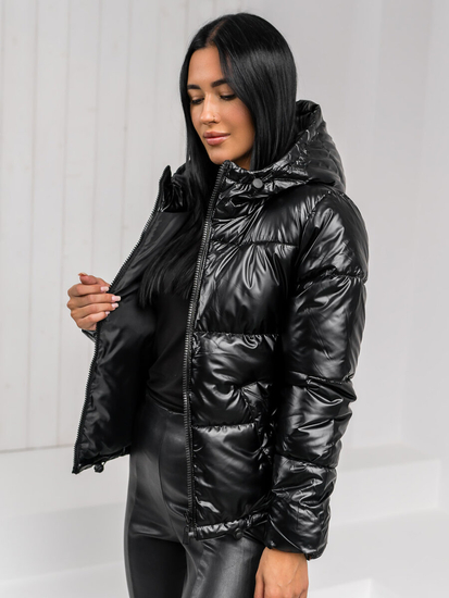 Femme Blouson d'hiver matelassée à capuche Noir Bolf 5M3193A1
