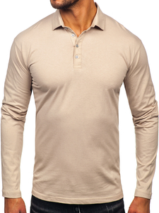 Homme Polo en coton à manches longues Beige Bolf 5119