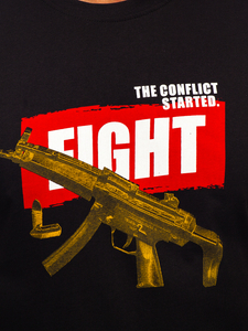 Tee-shirt en coton imprimé pour homme noir Bolf 14709