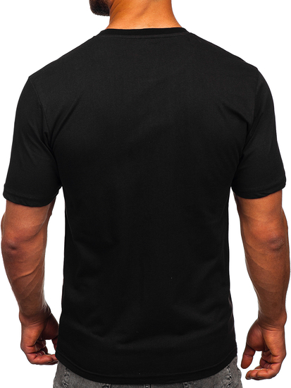 Tee-shirt imprimé en coton pour homme noir Bolf 143020