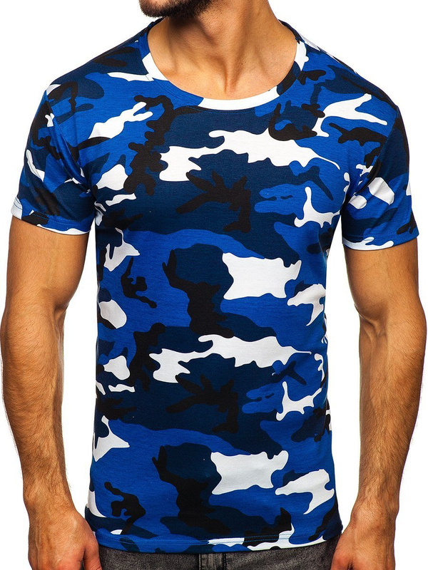 Tee-shirt pour homme bleu camo Bolf S807