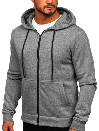 Sweat-shirt avec fermeture à capuche pour homme gris foncé Bolf HW2787