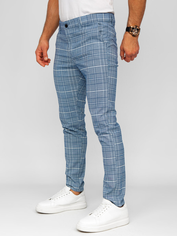 Homme Pantalon élégant à carreaux Bleu Bolf 184164