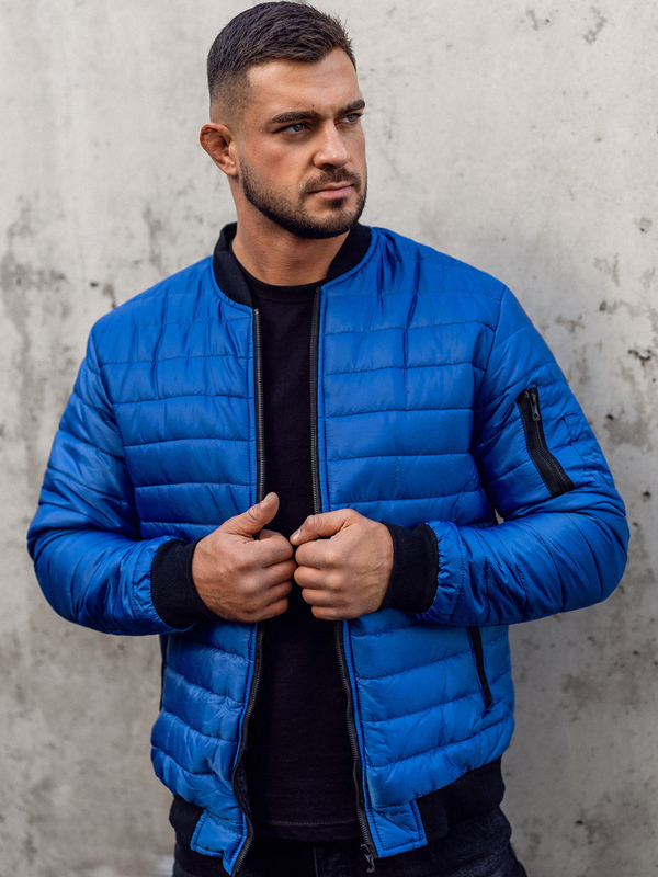 Blouson de transition bomber pour homme bleu matelassé Bolf MY-02
