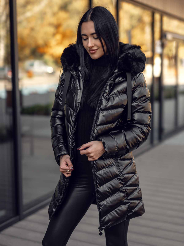 Femme Blouson d'hiver matelassée à capuche Noir Bolf 5M3139A