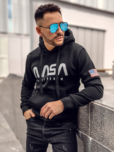 Homme Sweat-shirt kangourou à capuche imprimé Noir Bolf 146956A