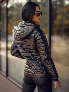 Femme Blouson mi-saison matelassée à capuche Noir Bolf 16M9106