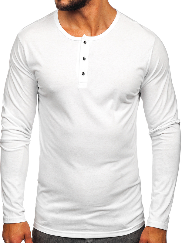 Longsleeve fermé par des boutons pour homme blanc Bolf 1114