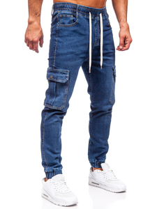 Homme Pantalon de jogging en jean cargo Bleu foncé Bolf 8118