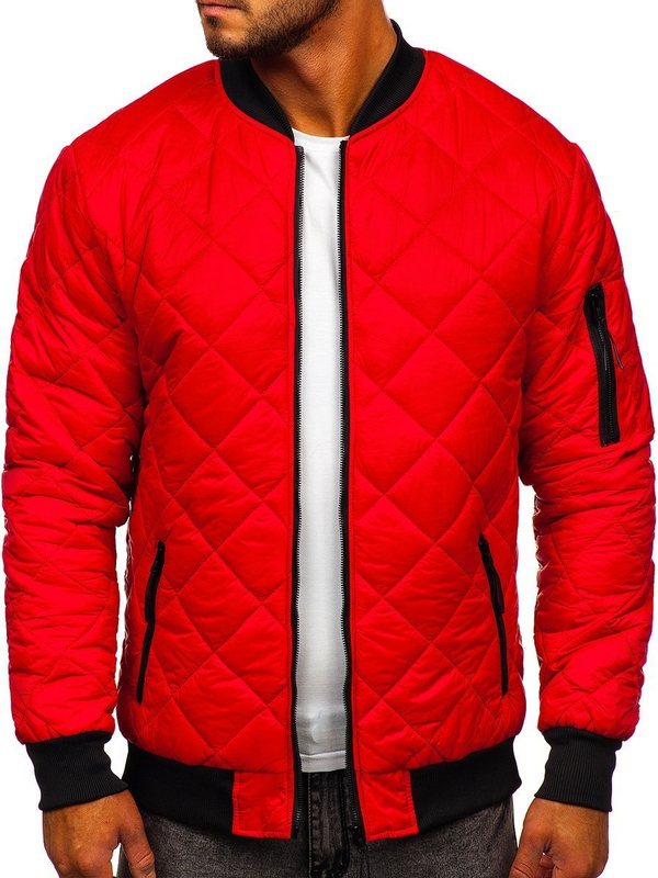 Blouson bomber de transition matelassé pour homme rouge Bolf MY-01A