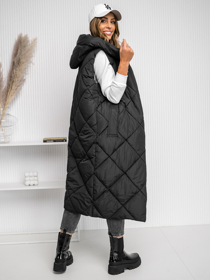 Femme Gilet matelassé long Noir Bolf 5M3165