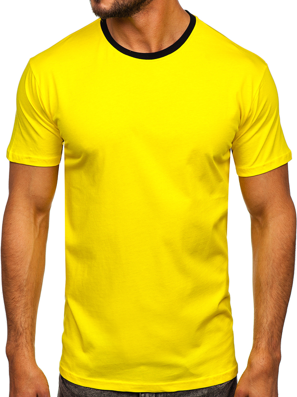 Tee-shirt en coton pour homme jaune Bolf 0004