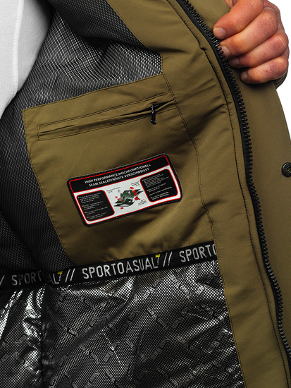 Homme Blouson d'hiver à capuche Khaki Bolf 22M322