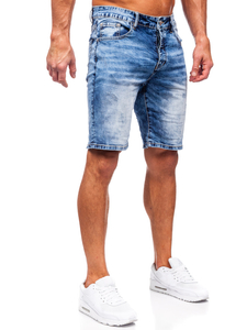 Le short en jean pour homme bleu foncé Bolf RJ933