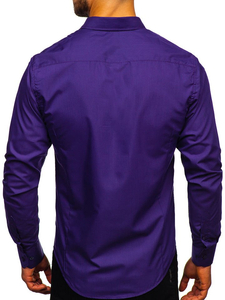 Chemise élégante violette à manches longues pour homme Bolf 1703