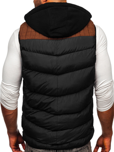 Gilet matelassé à capuche pour homme noir Bolf B5382
