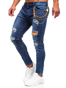 Pantalon en jean regular fit pour homme bleu foncé Bolf TF093
