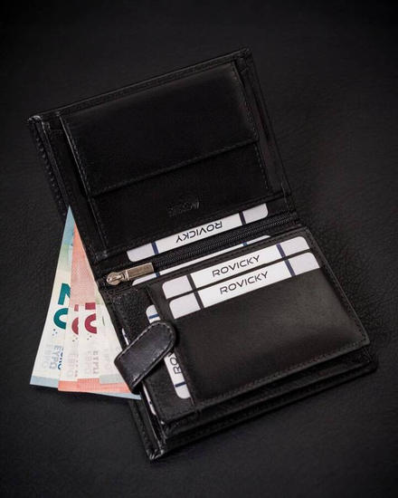 Homme Portefeuille en cuir Noir 25912