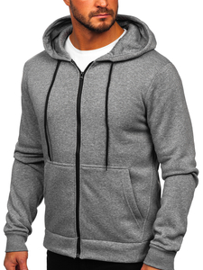 Sweat-shirt avec fermeture à capuche pour homme gris foncé Bolf HW2787