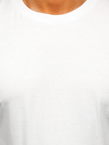 T-shirt homme en coton blanc sans imprimé Bolf 192397