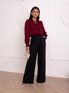 Blouse élégante à nouer pour femme, bordeaux Bolf 546