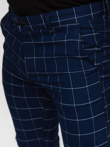 Homme Pantalon élégant à carreaux Bleu foncé Bolf 0040