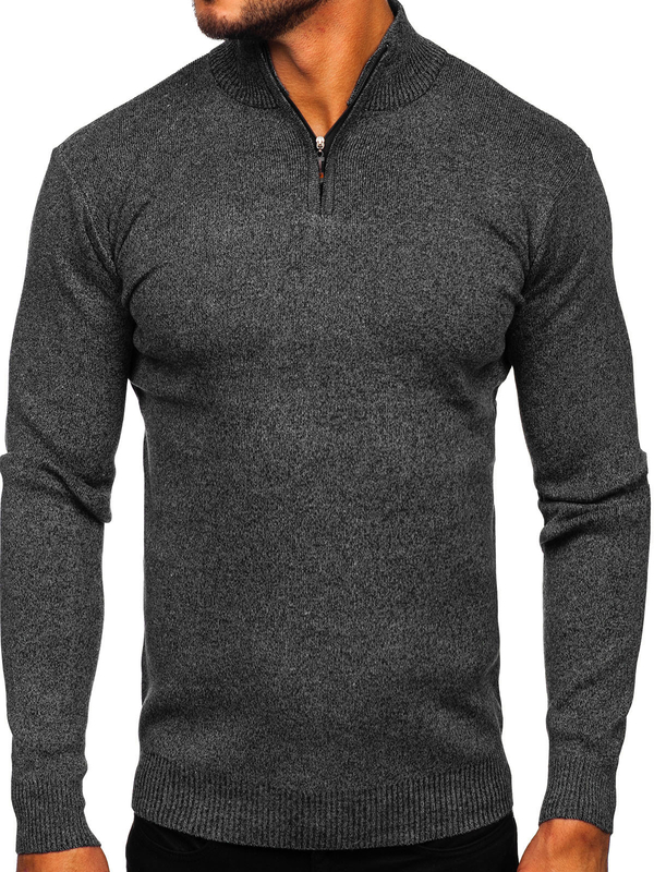 Pull à col montant pour homme noir Bolf S8274
