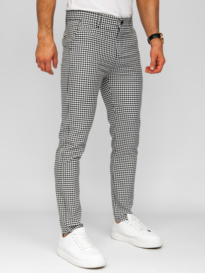 Homme Pantalon élégant à carreaux Noir Bolf 184143