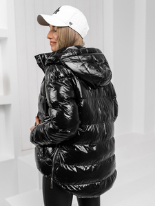 Femme Blouson d'hiver matelassée à capuche Noir Bolf 5M3172