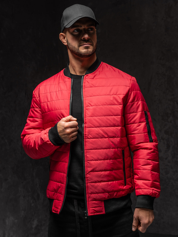 Homme Blouson de transition bomber matelassé Rouge Bolf MY-02A1