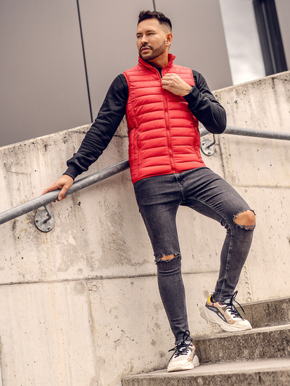 Gilet pour homme matelassé sans capuche rouge Bolf LY32
