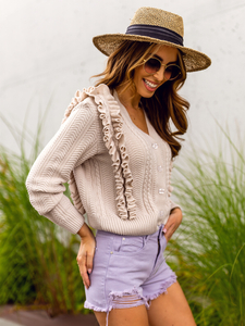 Short en jean pour femme violet Bolf A63