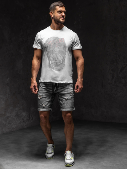 Le tee-shirt à appliqué paillettes pour homme blanc Bolf KS2108