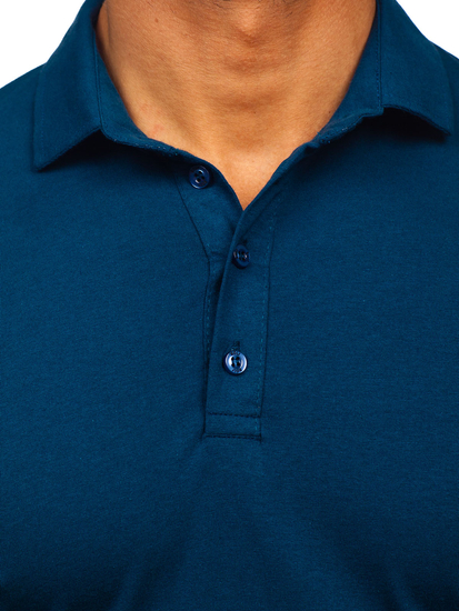 Homme Polo en coton à manches longues Bleu foncé Bolf 5119
