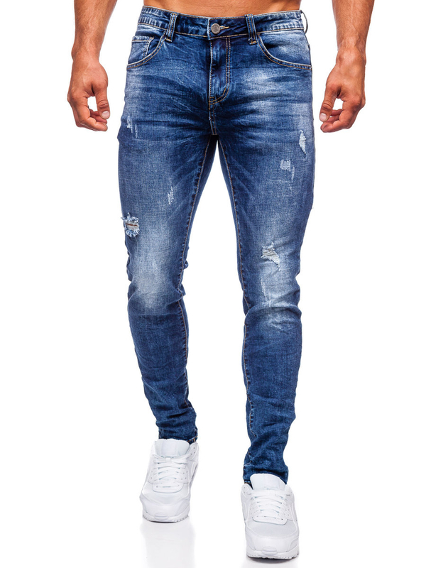 Pantalon skinny fit en jean pour homme bleu foncé Bolf KX718A