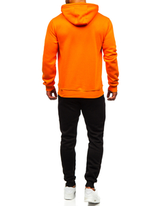 Survêtement avec sweat-shirt à capuche kangourou pour homme orange Bolf D002