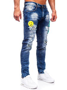 Pantalon en jean slim fit pour homme bleu foncé Bolf E7860