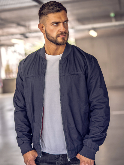 Blouson aviateur réversible bleu marine pour homme, modèle Bolf 84M3005A