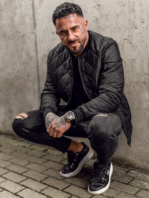 Blouson de transition bomber pour homme noir matelassé Bolf MY-01