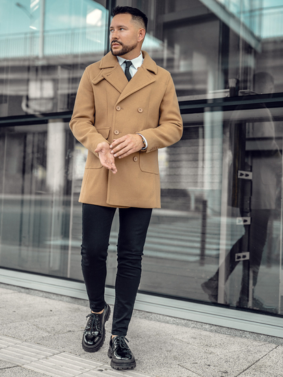 Manteau homme d’hiver à double boutonnage court couleur camel Bolf 11Z8215A