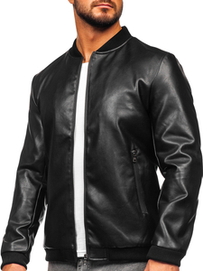 Le blouson bomber en cuir pour femme noir Bolf 11Z8015