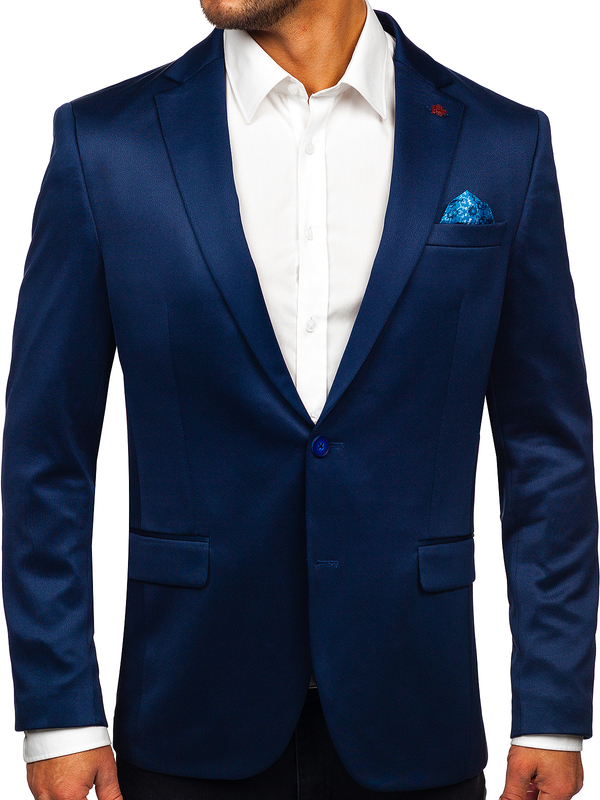 Homme Veste de costume élégante Bleu foncé Bolf 022