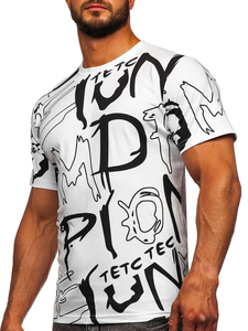 T-shirt homme en coton blanc avec imprimé Bolf KS1972