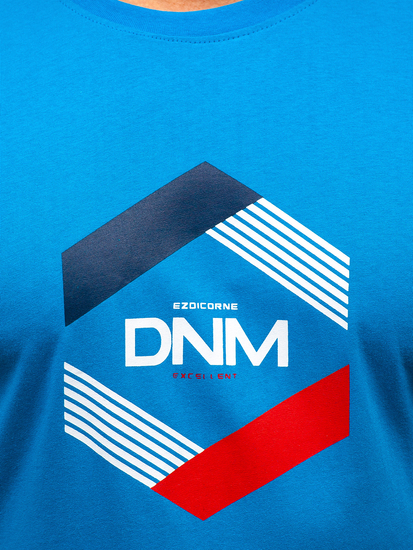 Homme T-shirt imprimé en coton Bleu ciel Bolf 14741