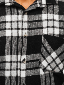 Homme Chemise en flanelle à carreaux et manches longues Blanc-Noir Bolf 2025-3