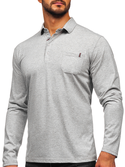 Homme Polo en coton à manches longues Gris Bolf 5120