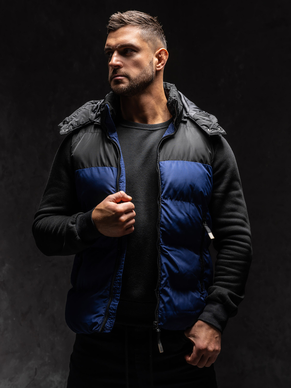 Homme Gilet matelassé à capuche Bleu foncé Bolf 1189A1
